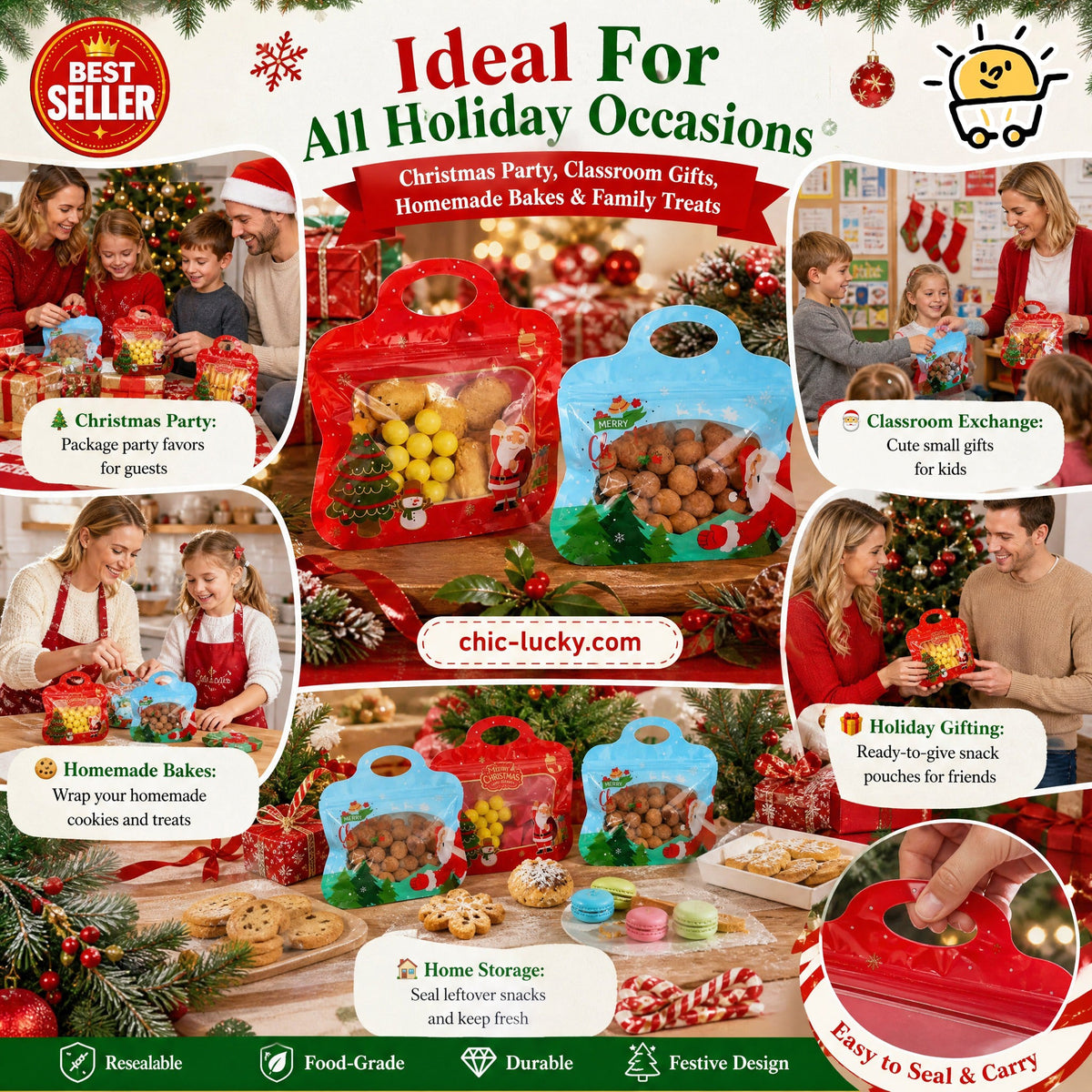 Festive Self Seal Treat Bags