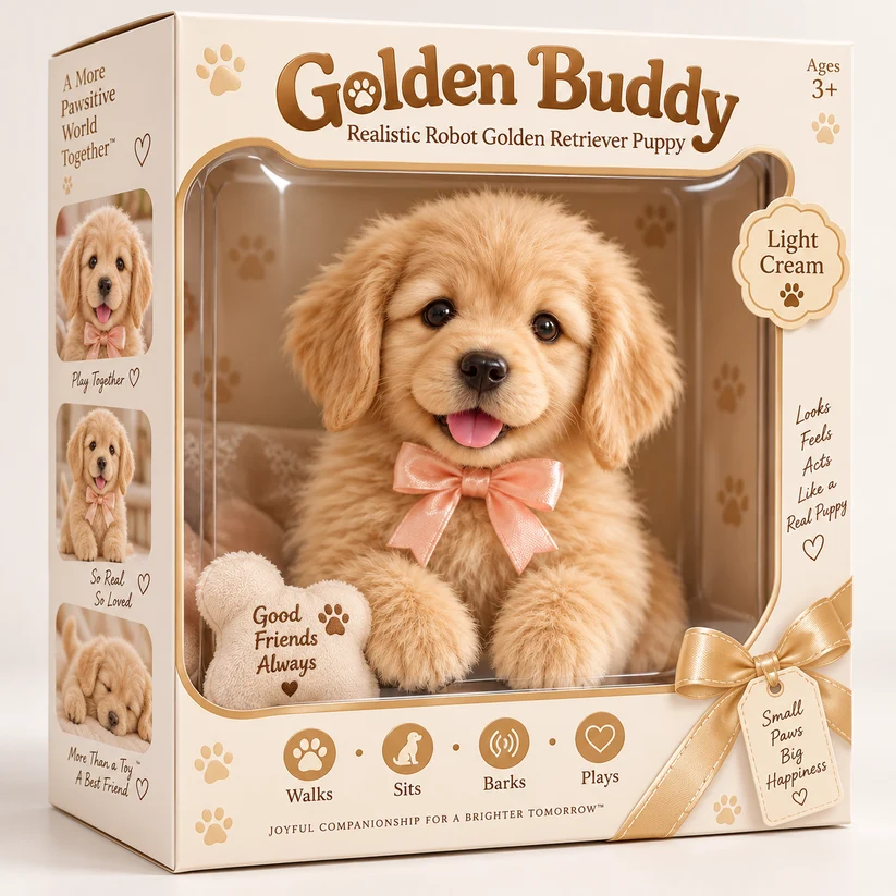 🐶💛 HOT SALE 49% OFF – Lifelike Robotic Golden Retriever Puppy | The Cutest Christmas Gift ✨🎄