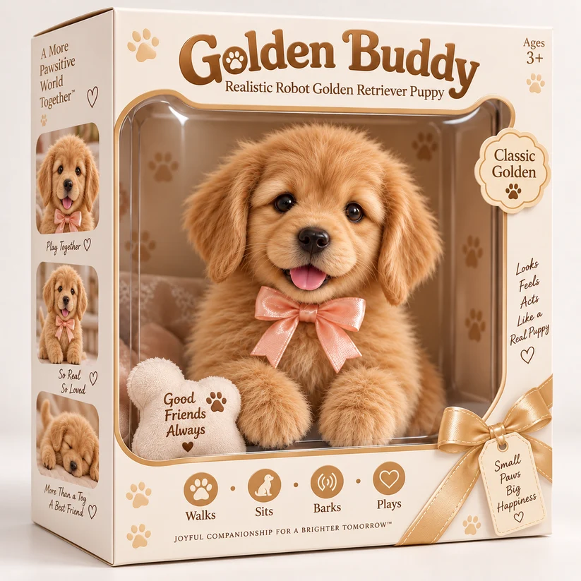 🐶💛 HOT SALE 49% OFF – Lifelike Robotic Golden Retriever Puppy | The Cutest Christmas Gift ✨🎄