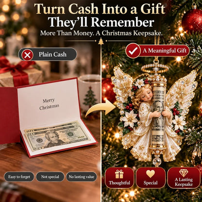 3D Angel Christmas Cash Gift Ornament – Holiday Money Holder Keepsake