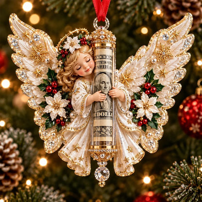 3D Angel Christmas Cash Gift Ornament – Holiday Money Holder Keepsake