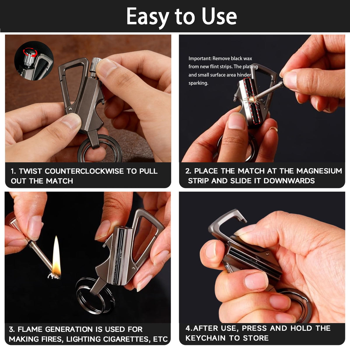 Refillable Permanent Match Bottle Opener Keychain