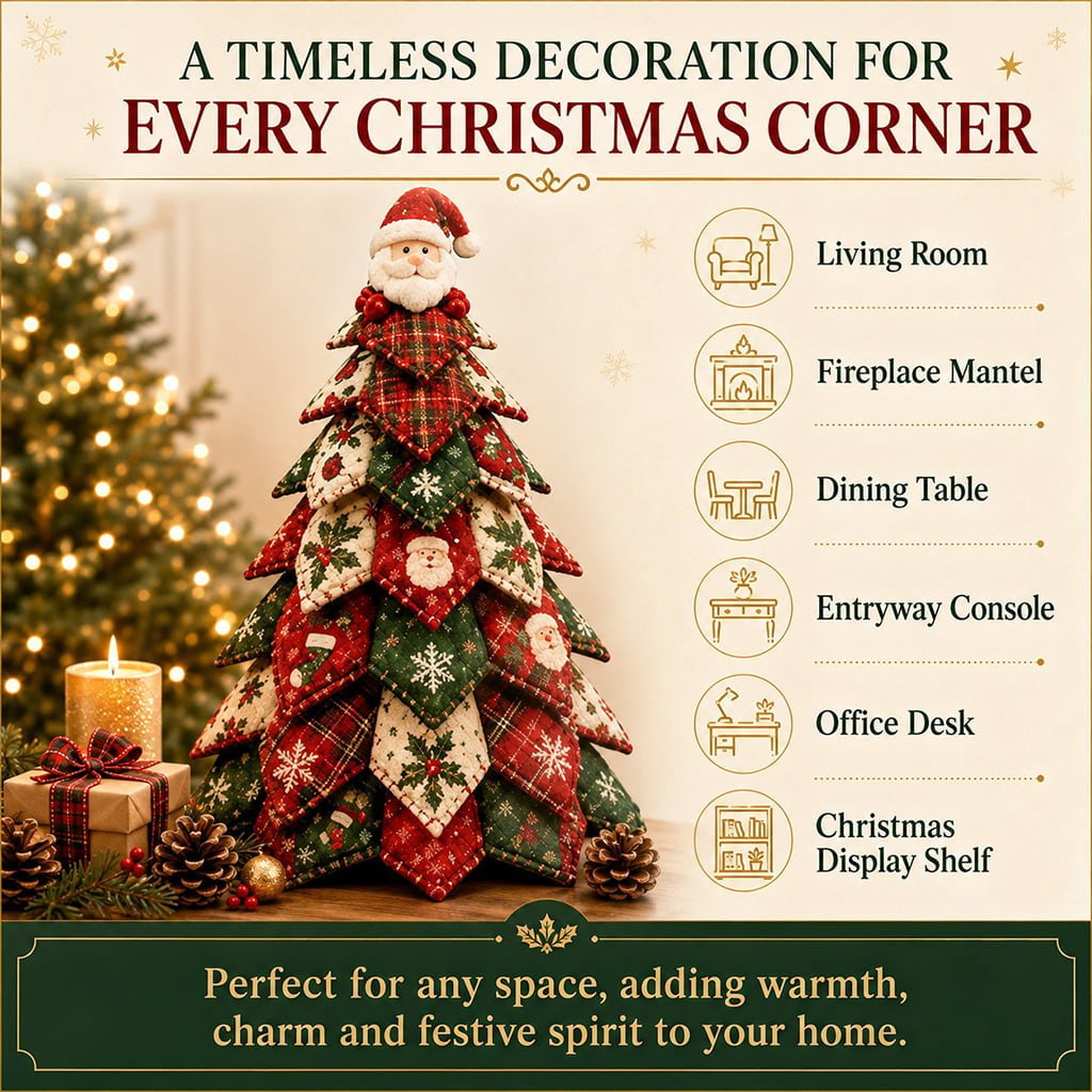 DIY Quilted Christmas Tree Kit – Handmade Fabric Holiday Tabletop Tree Decor