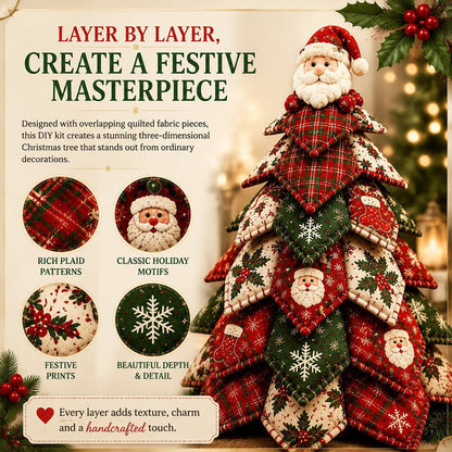 DIY Quilted Christmas Tree Kit – Handmade Fabric Holiday Tabletop Tree Decor