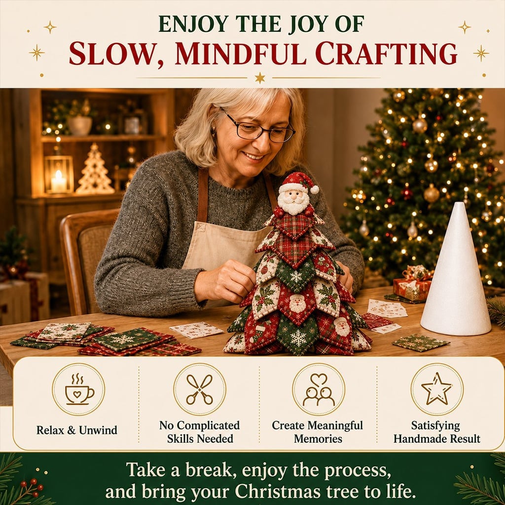 DIY Quilted Christmas Tree Kit – Handmade Fabric Holiday Tabletop Tree Decor