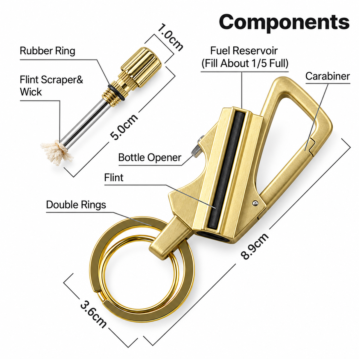 Refillable Permanent Match Bottle Opener Keychain